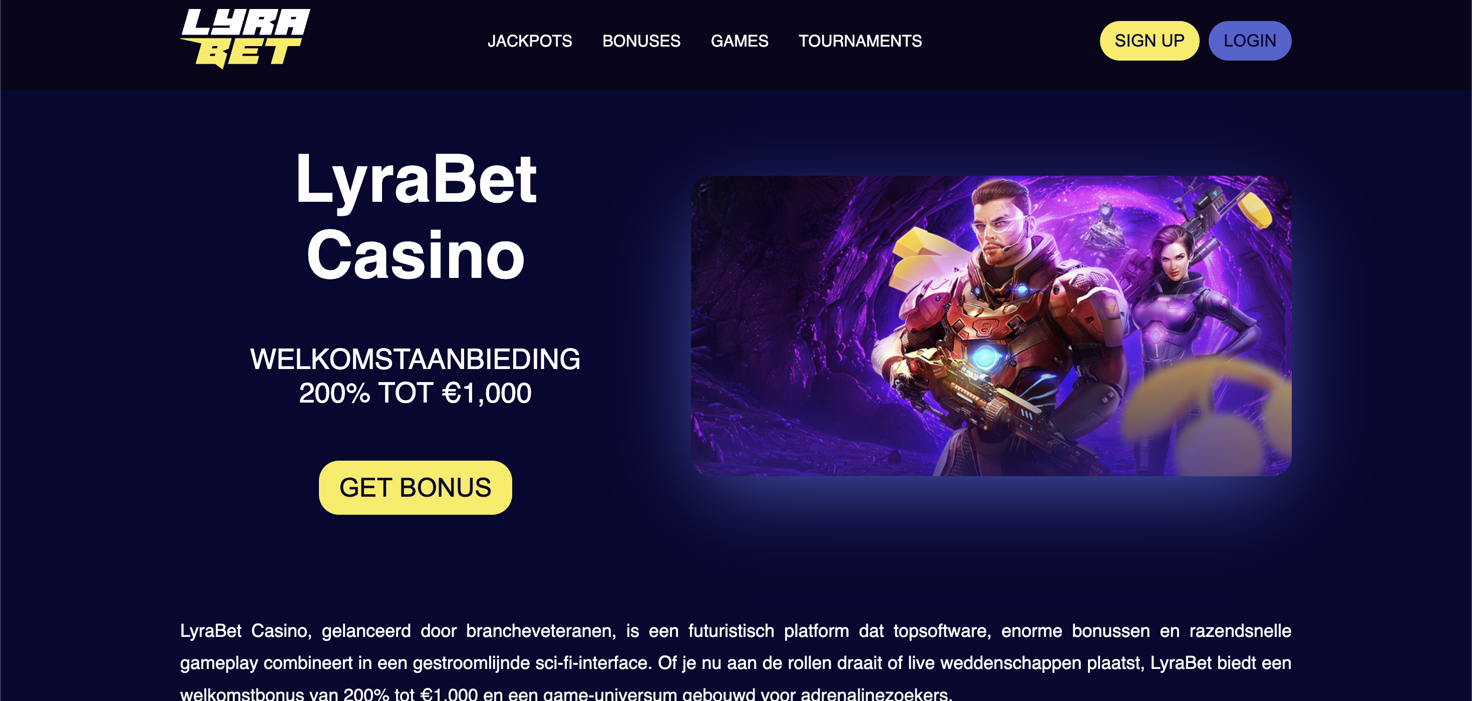 LyraBet Casino Interface LyraBet Screenshot