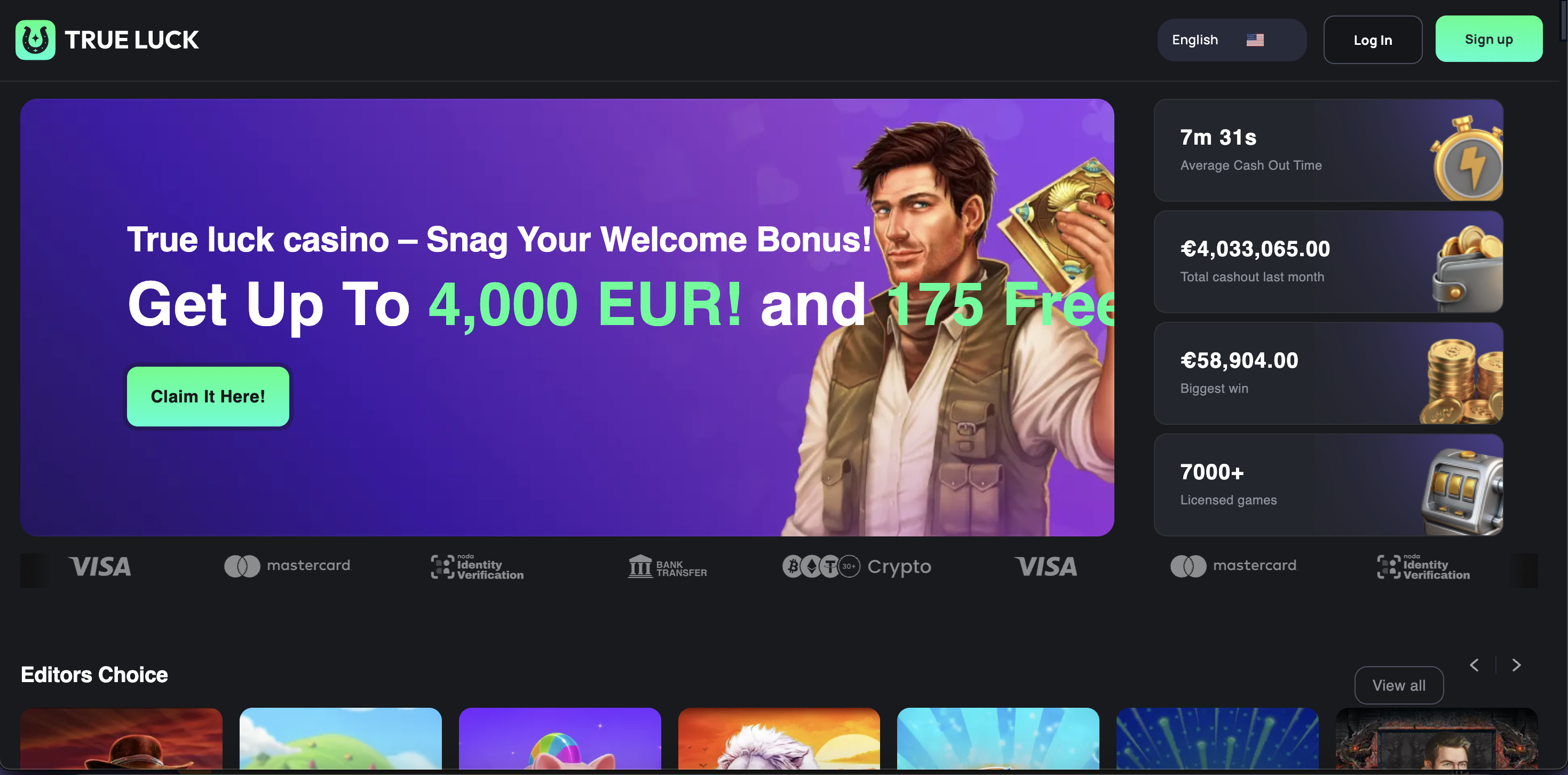 TrueLuck Casino Interface TrueLuck Screenshot